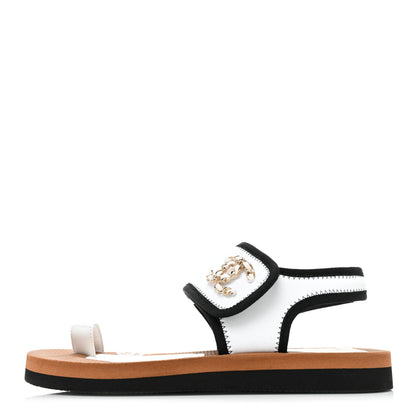 Chanel Fabric Lambskin CC Sandals 38 White 1 of 8