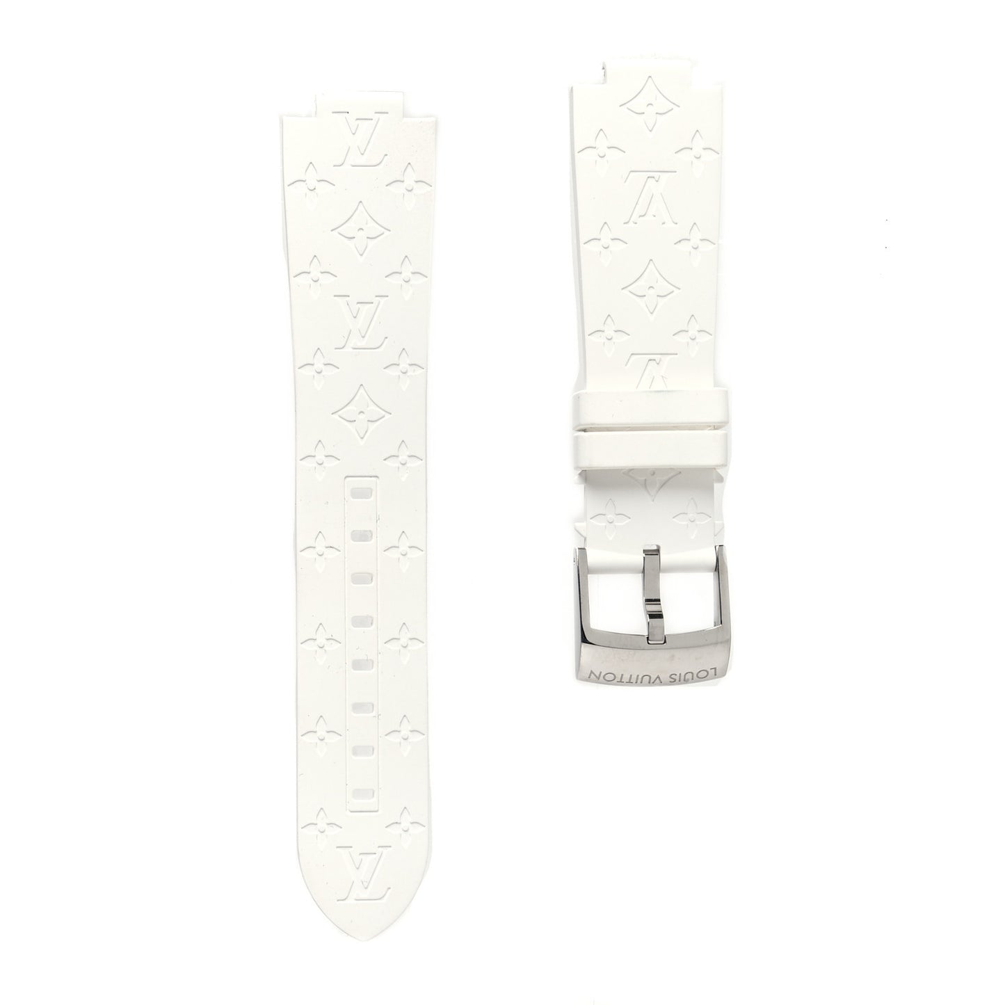 Rubber Monogram Tambour Watch Strap White
