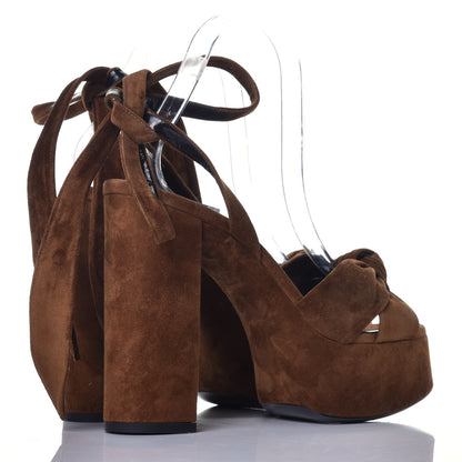 Saint Laurent Suede Bianca 85 Platform Sandals 38.5 Land 4 of 8