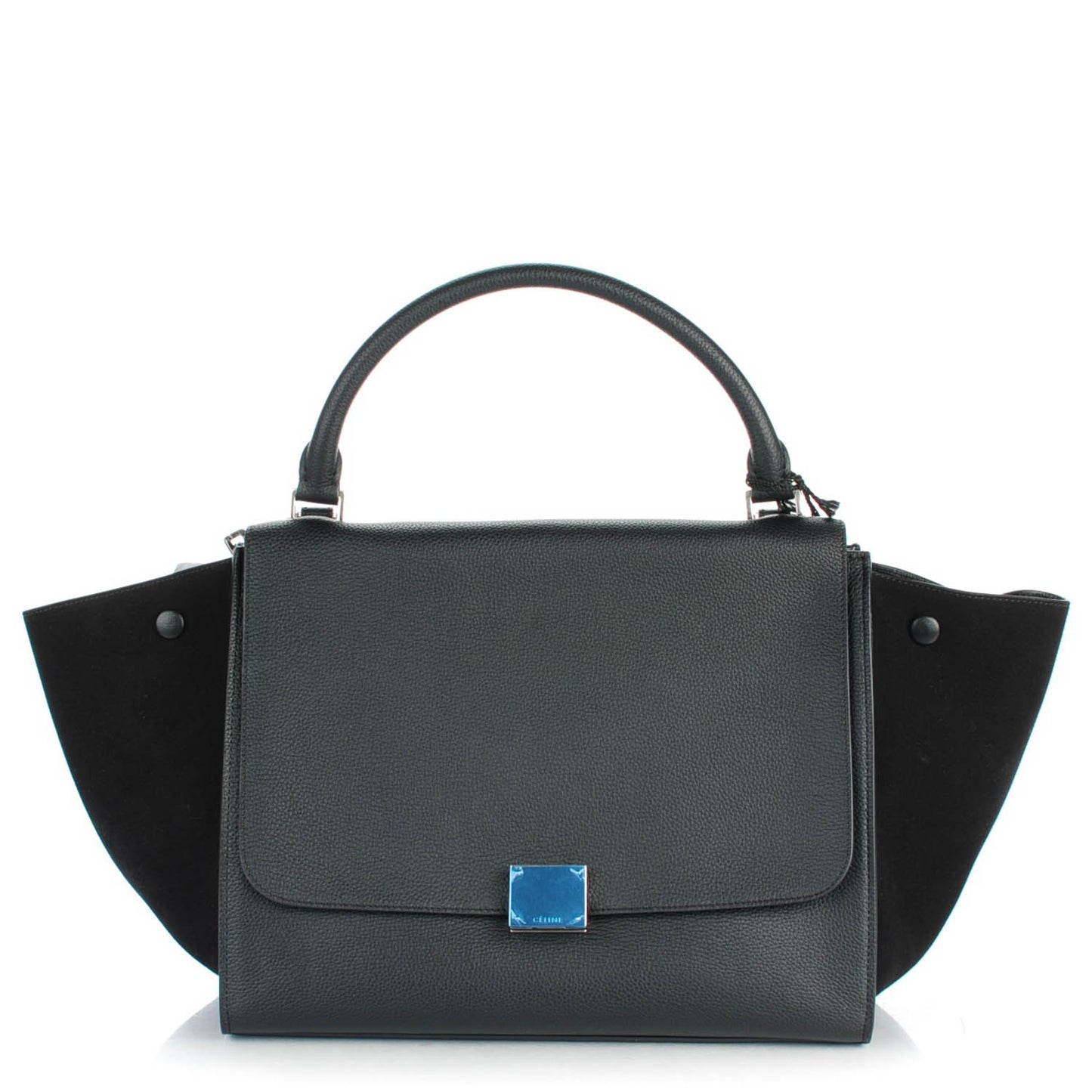 Drummed Calfskin Suede Medium Trapeze Black