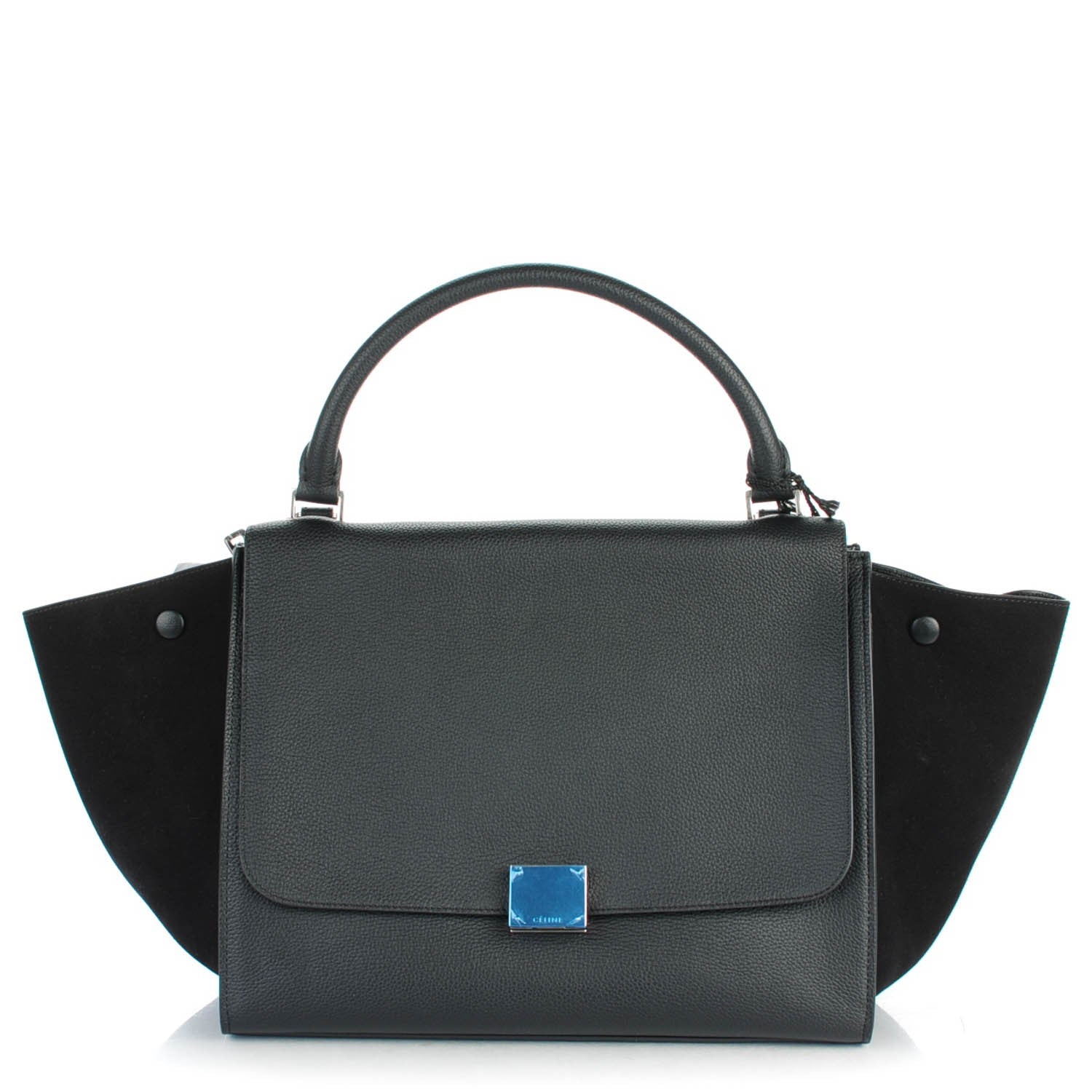 Celine Drummed Calfskin Suede Medium Trapeze Black 1 of 7