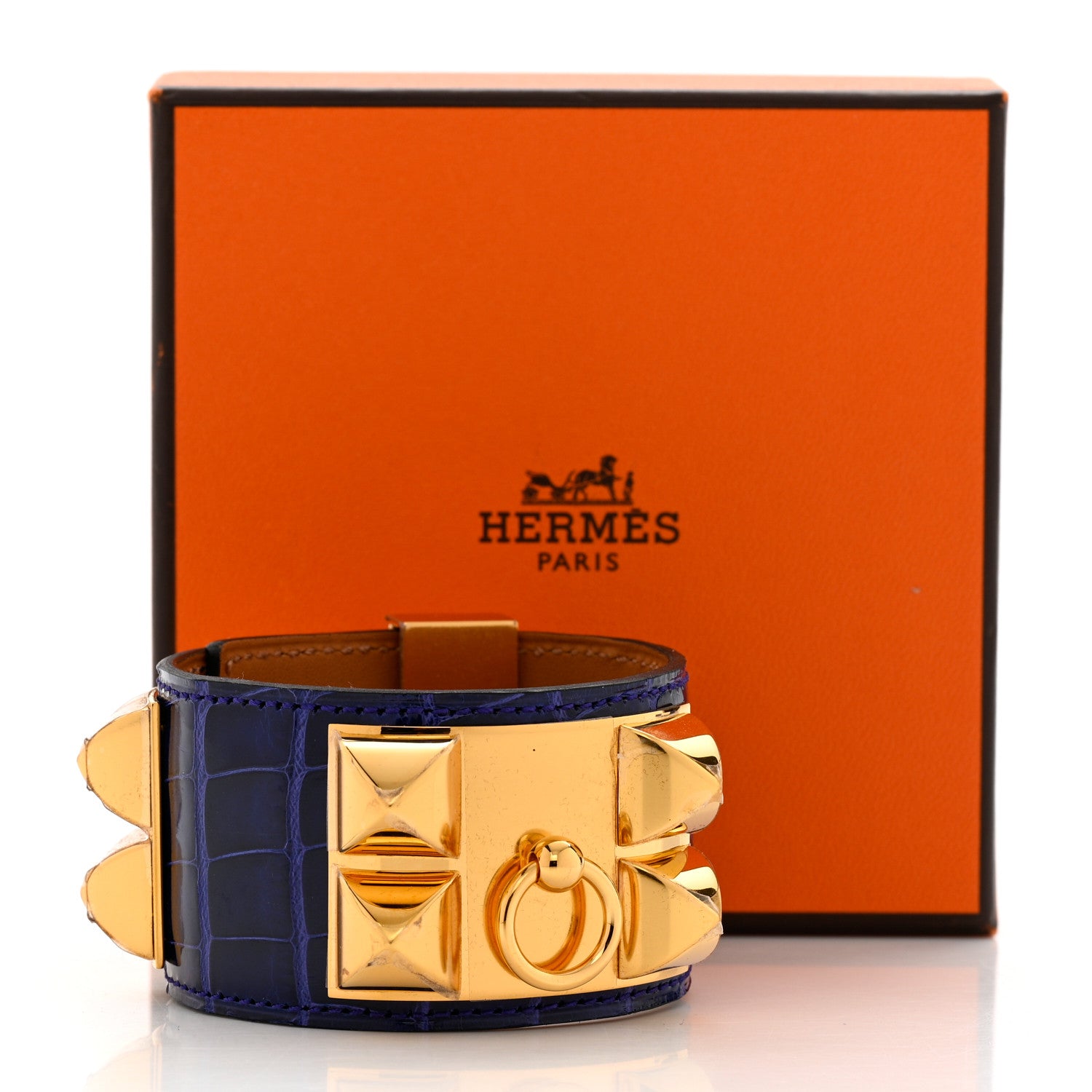 Hermes Shiny Alligator Collier De Chien CDC Bracelet S Bleu Electrique 6 of 6
