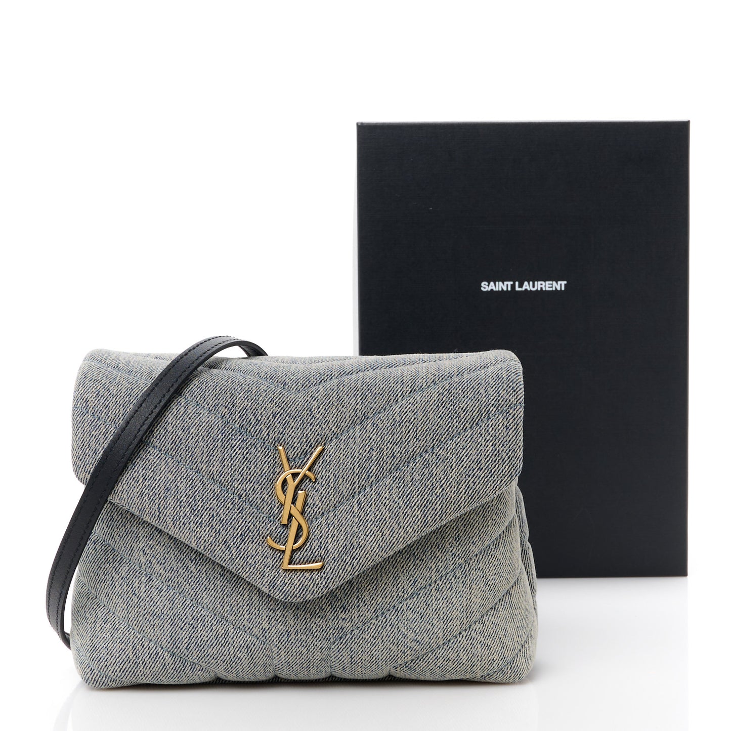 Denim Y Quilted Monogram Toy Loulou Crossbody Bag Grey