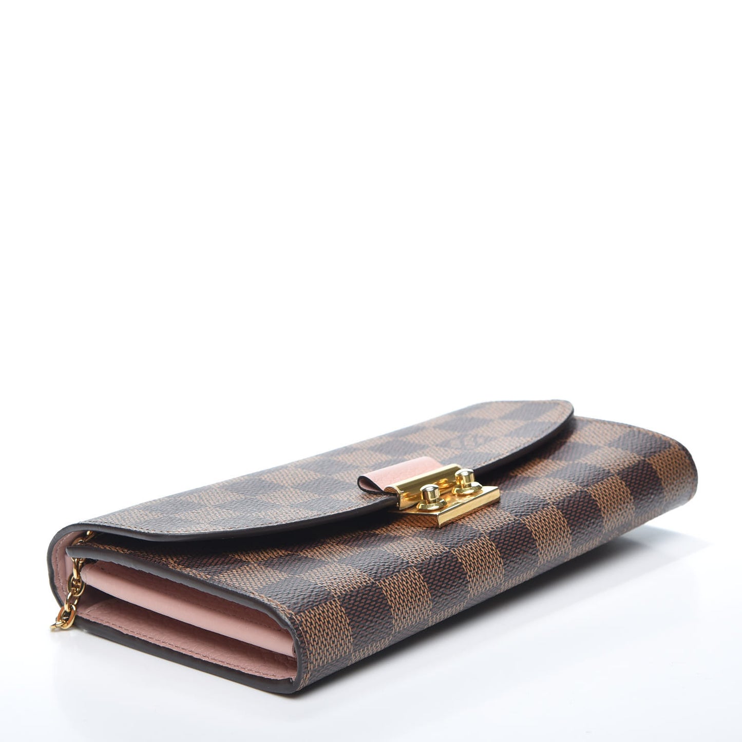 Damier Ebene Croisette Chain Wallet Rose Ballerine