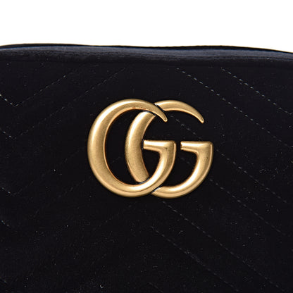 Gucci Velvet Matelasse Small GG Marmont Chain Shoulder Bag Black 8 of 10