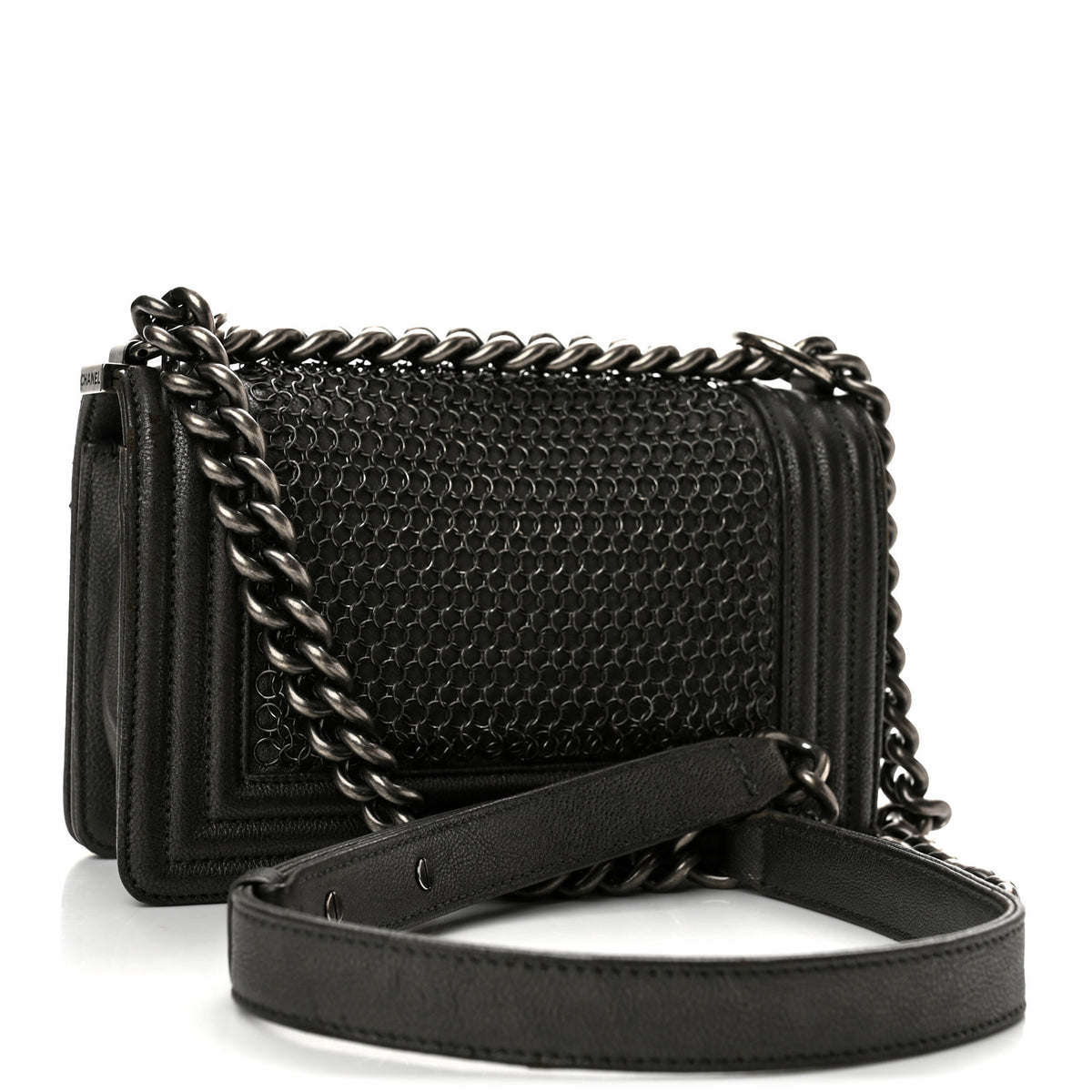 Chanel Goatskin Quilted Small Chain Mail Boy Flap Grey 3 of 13
