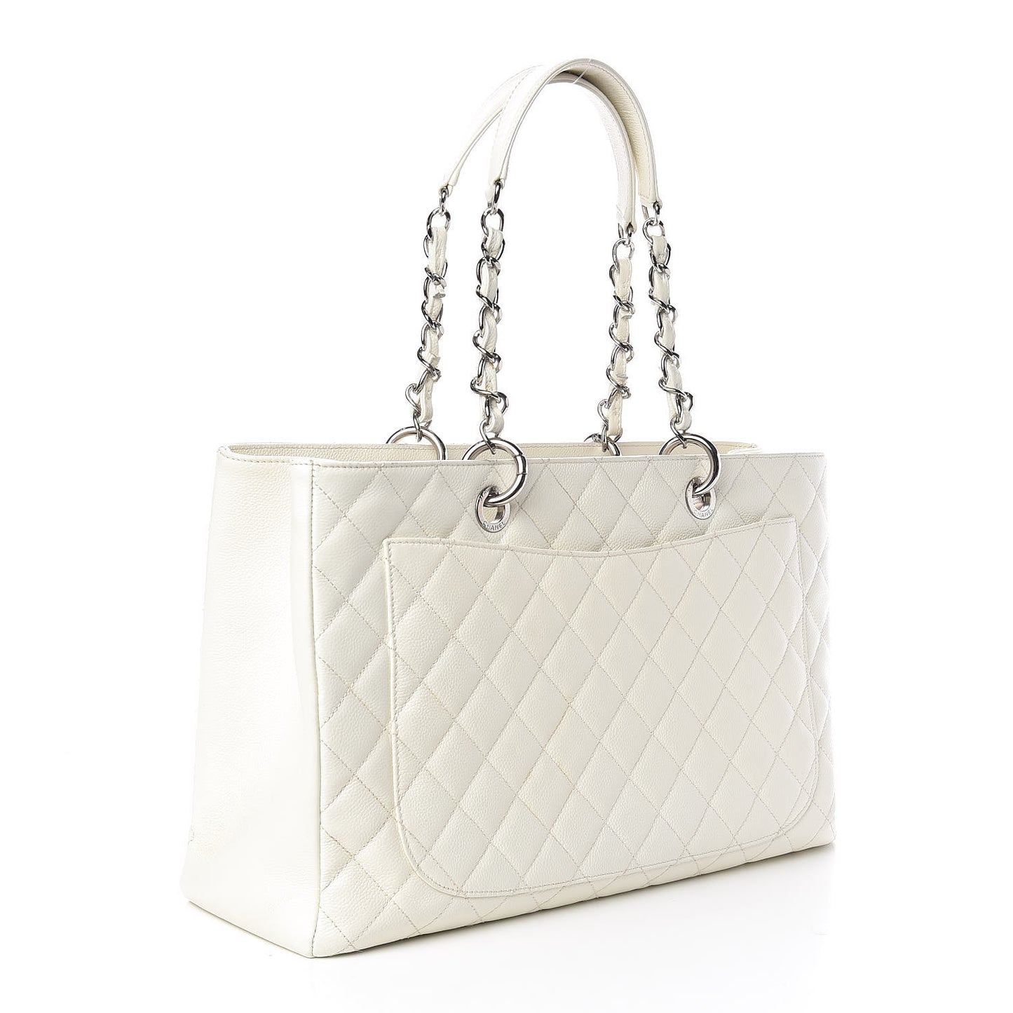 Caviar Quilted XL Grand Shopping Tote GST White