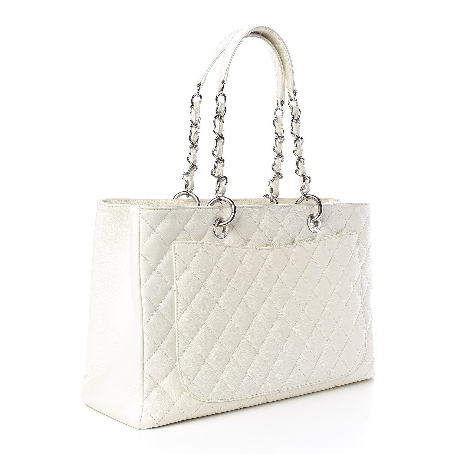 Chanel Caviar Quilted XL Grand Shopping Tote GST White 3 of 12