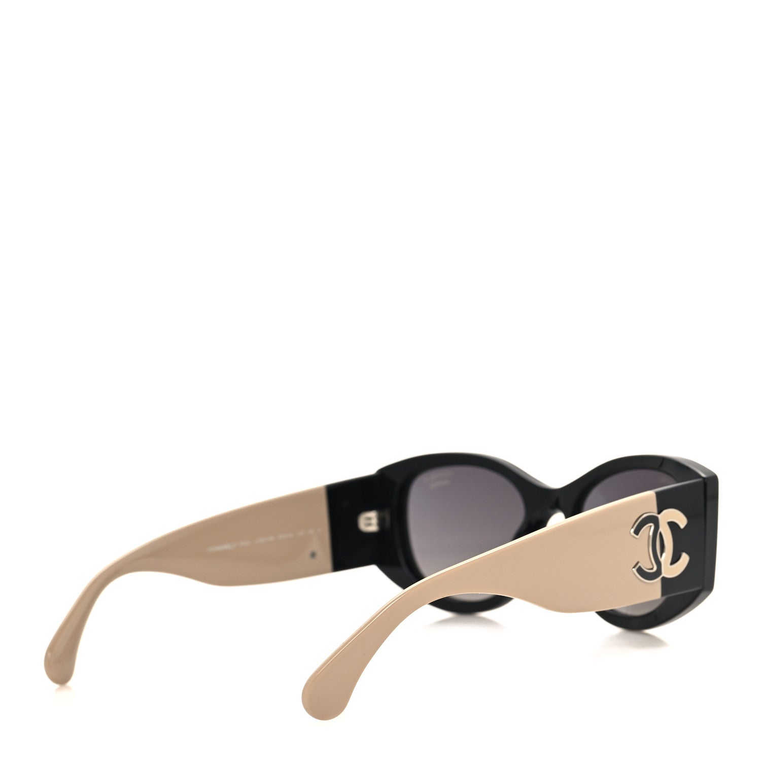 Chanel Acetate Polarized Rectangle Sunglasses 5524 Black Beige 4 of 8