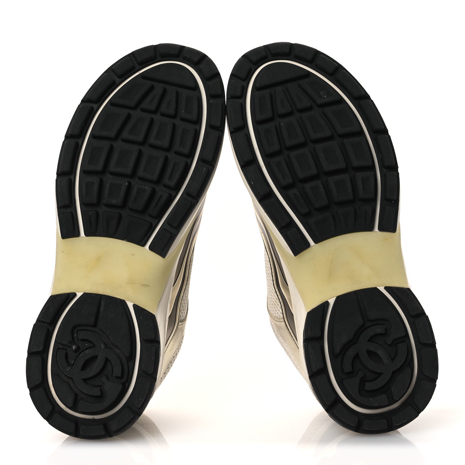 Chanel Fabric Laminated Calfskin Stretch CC Sneakers 37 White Gold Silver 7 of 18