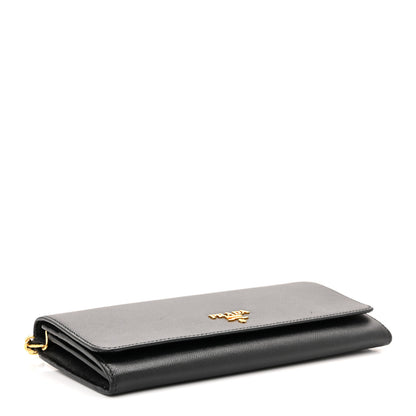 Prada Saffiano Metal Oro Chain Wallet Black 4 of 10