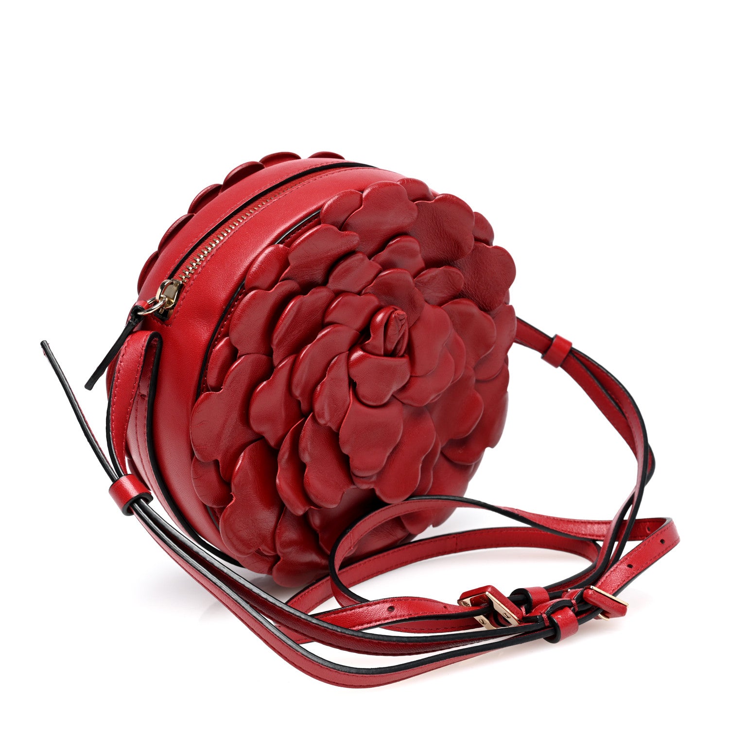 Valentino Garavani Nappa Atelier 03 Rose Edition Round Crossbody Bag Cerise 3 of 9