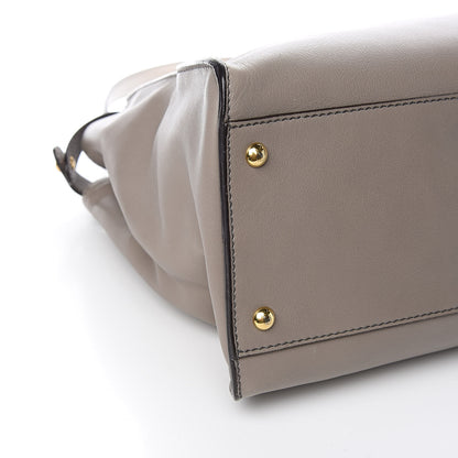 Fendi Vitello Seta Suede Plexiglass Tortoise Large Peekaboo Iconic Satchel Asfalto Marrone 9 of 11