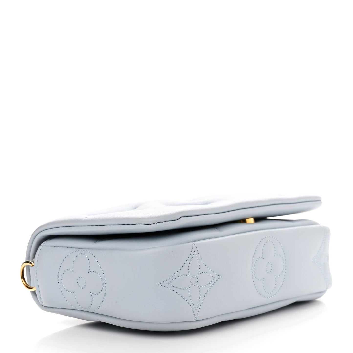 Calfskin Bubblegram Wallet On Strap Ice Blue