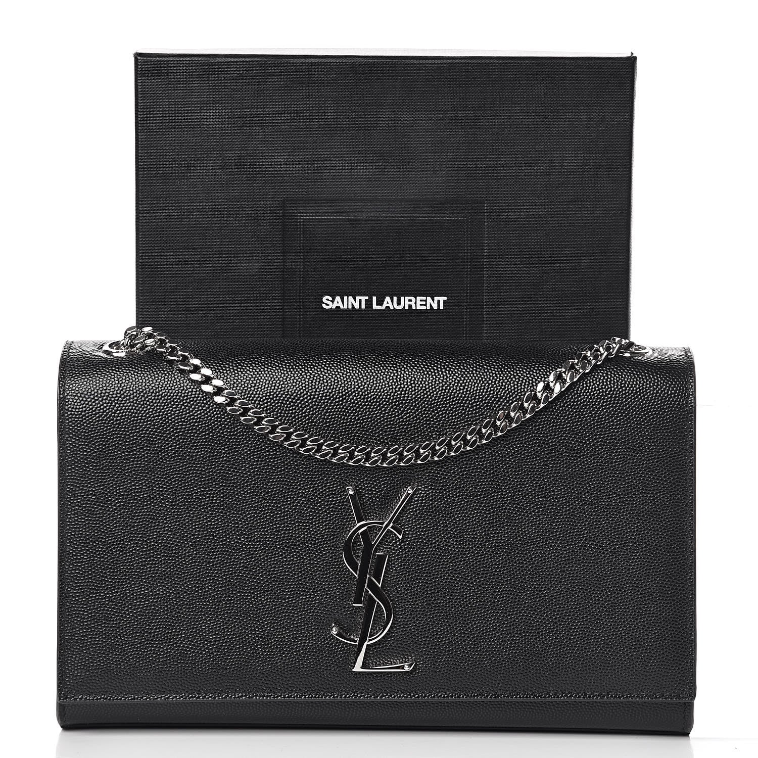 Saint Laurent Grain De Poudre Medium Classic Monogram Kate Satchel Black 12 of 12