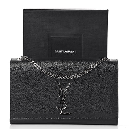 Saint Laurent Grain De Poudre Medium Classic Monogram Kate Satchel Black 12 of 12