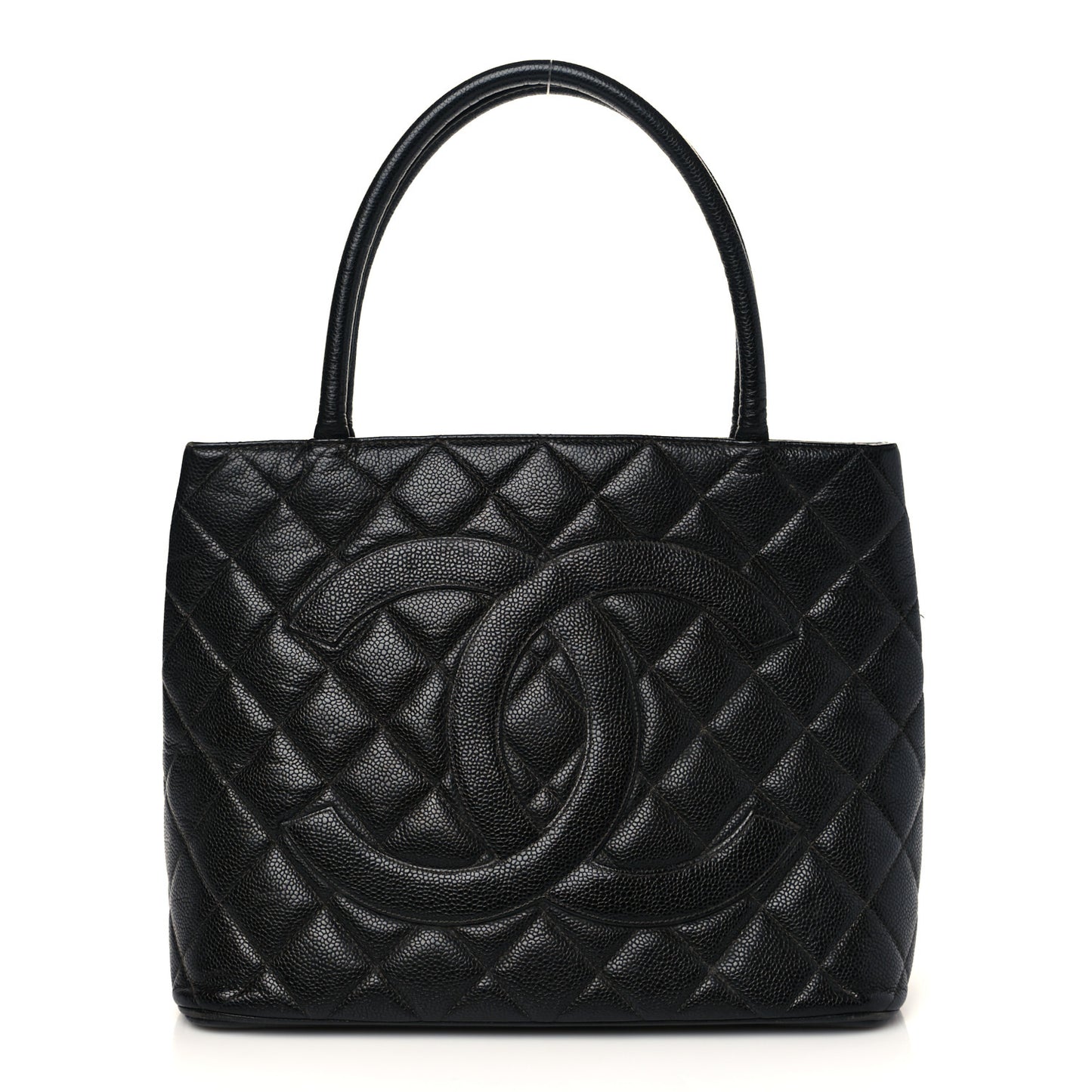 Caviar Quilted Medallion Tote Black