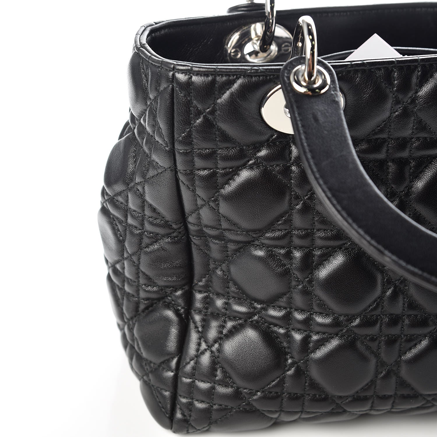 Christian Dior Lambskin Cannage Medium Lady Dior Black 9 of 11