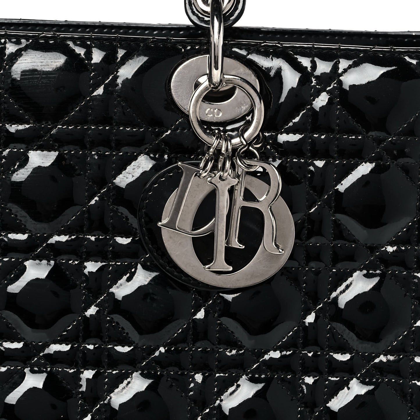 Patent Cannage Large Lady Dior Black