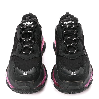 Balenciaga Fabric Mesh Clear Sole Mens Triple S Sneakers 42 Black Pink Neon 2 of 8