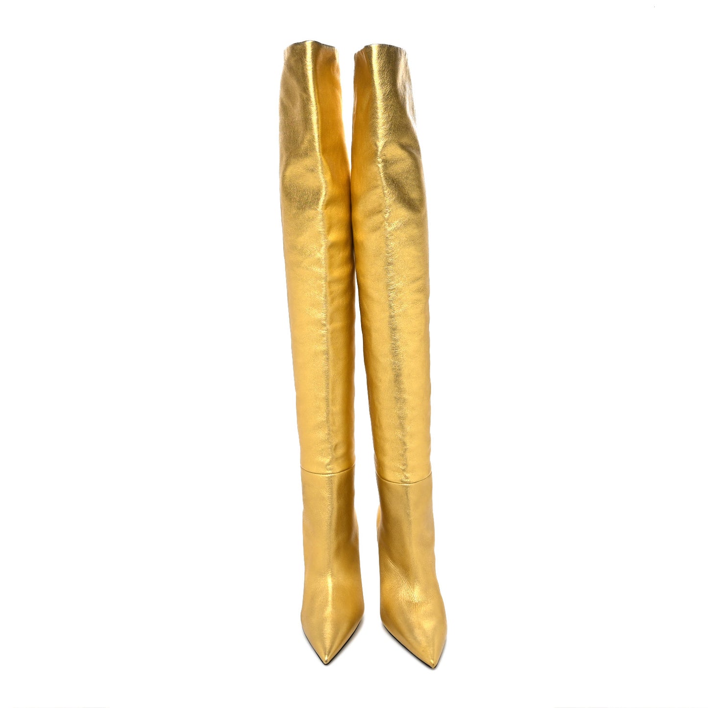 Metallic Calfskin Kiki Over The Knee Boots 36 Gold