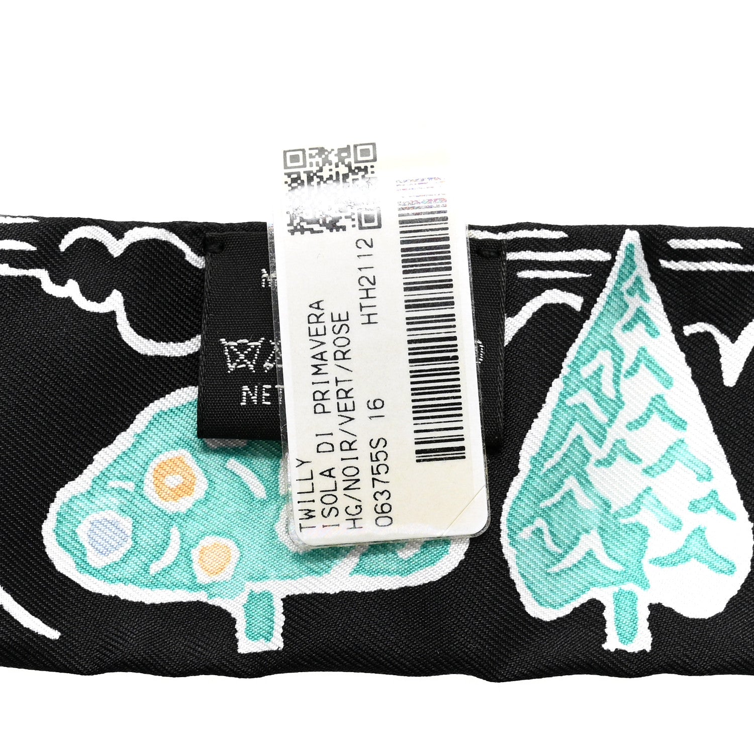 Hermes Silk Isola Di Primavera Twilly Black Vert Rose 1889887