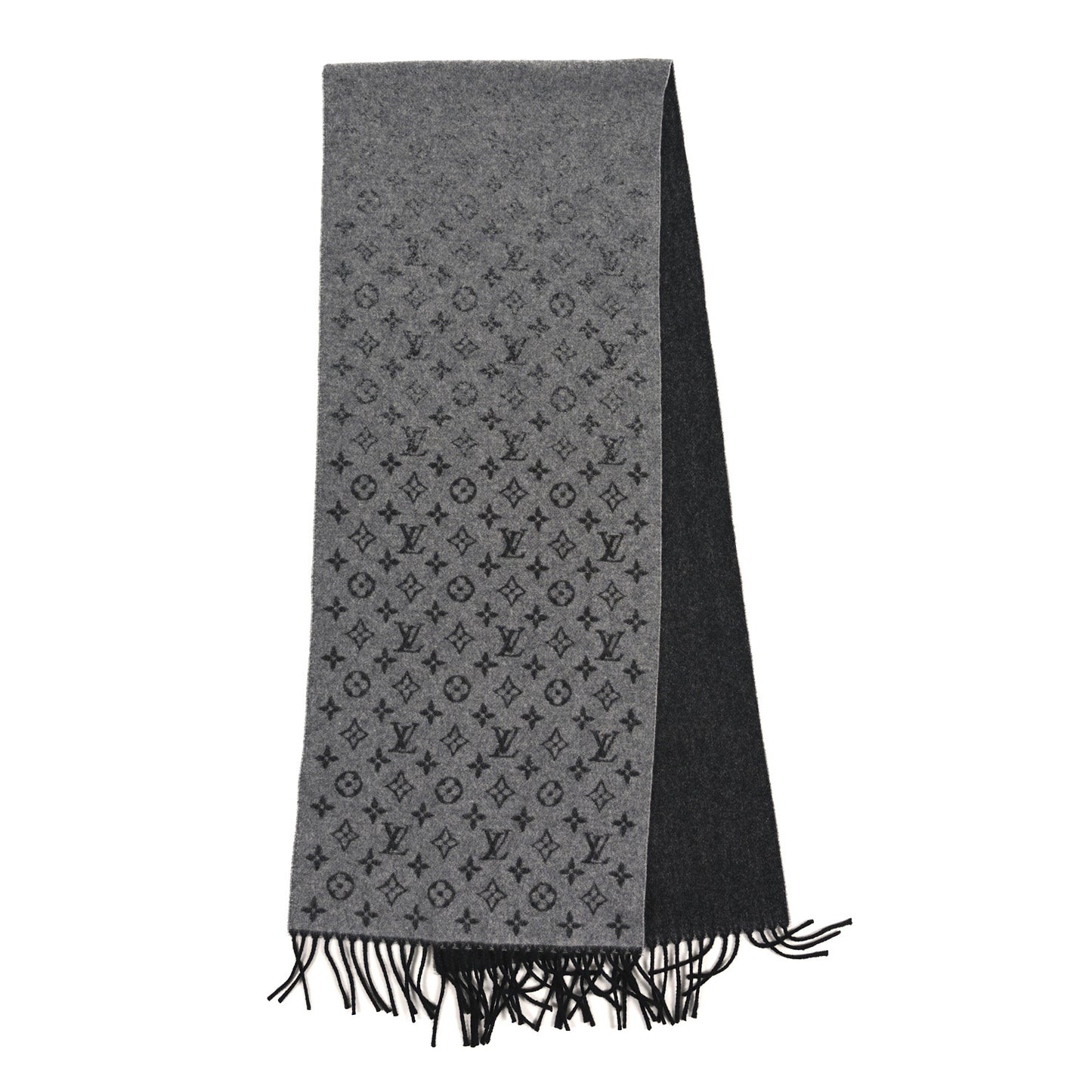Cashmere Wool Monogram Gradient Scarf Light Grey