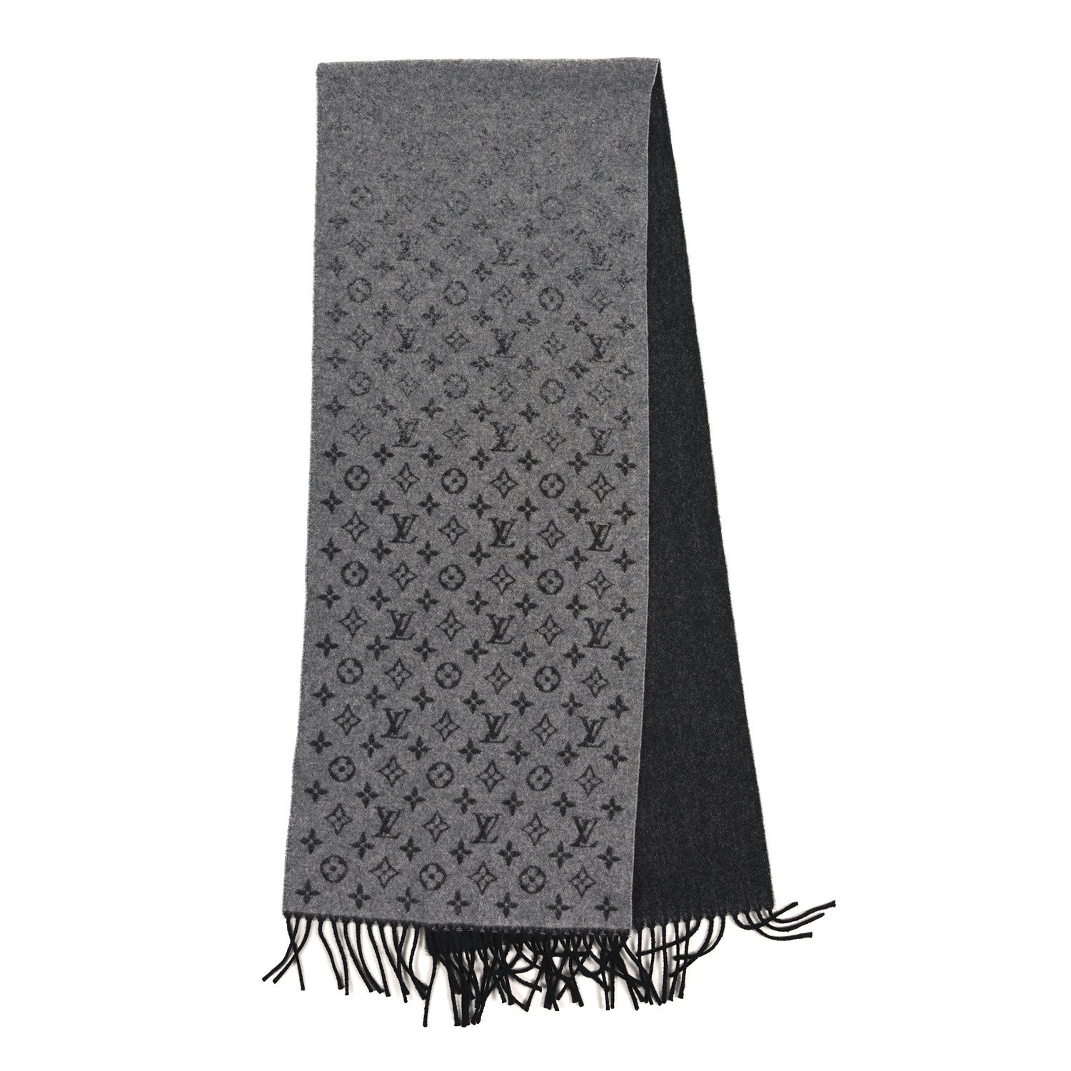 Louis Vuitton Cashmere Wool Monogram Gradient Scarf Light Grey 2 of 3