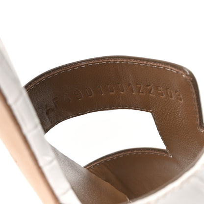 Hermes Matte Niloticus Crocodile Himalaya Oasis Sandals 37 White 9 of 9