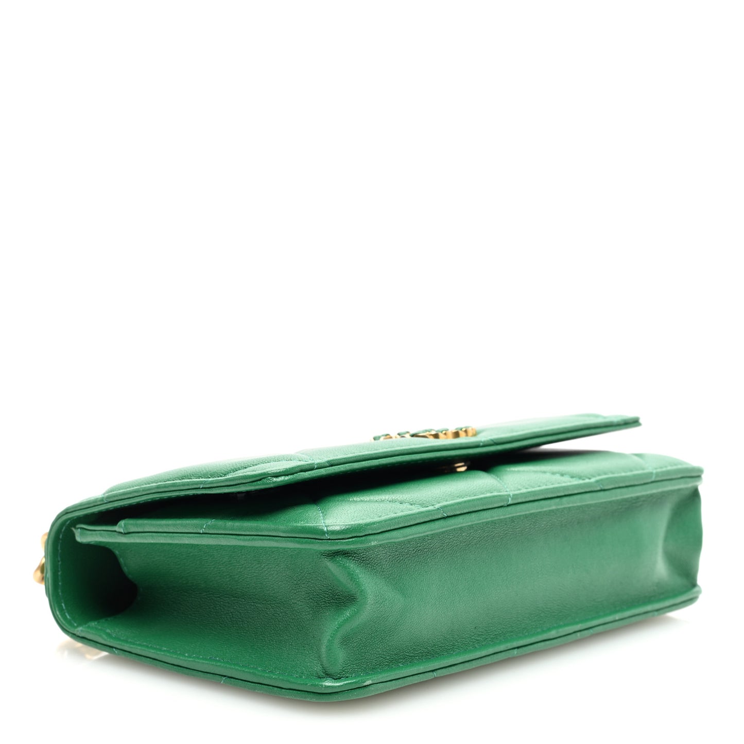 Lambskin Quilted Chanel 19 Wallet On Chain WOC Green