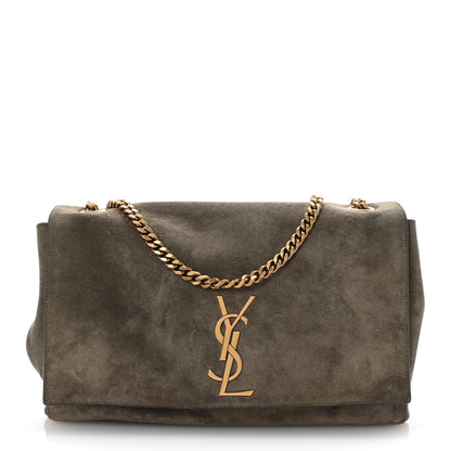 Saint Laurent Smooth Calfskin Suede Medium Reversible Monogram Kate Satchel Taupe 1 of 10