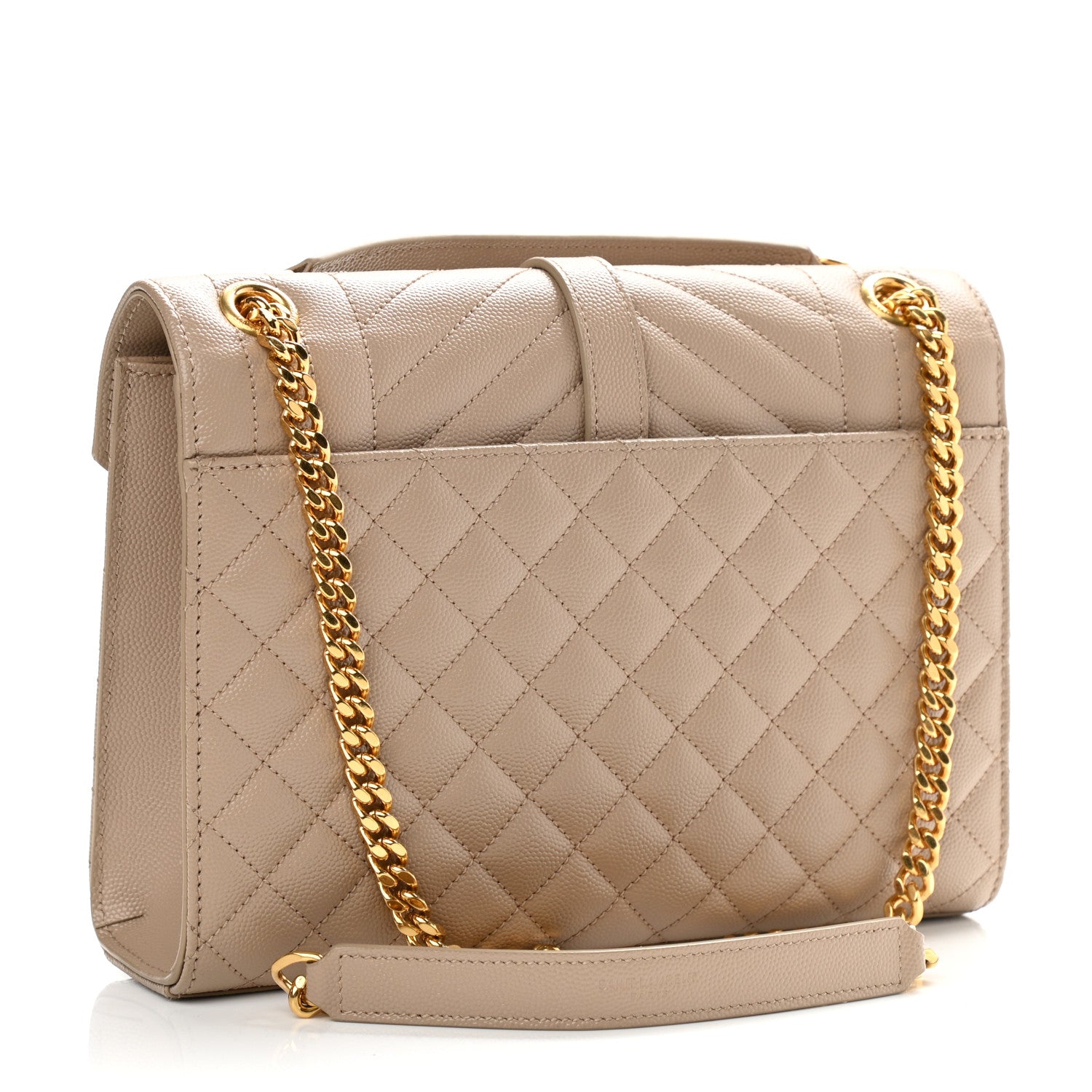 Saint Laurent Grain De Poudre Textured Mixed Matelasse Medium Triquilt Monogram Satchel Dark Beige 2 of 9