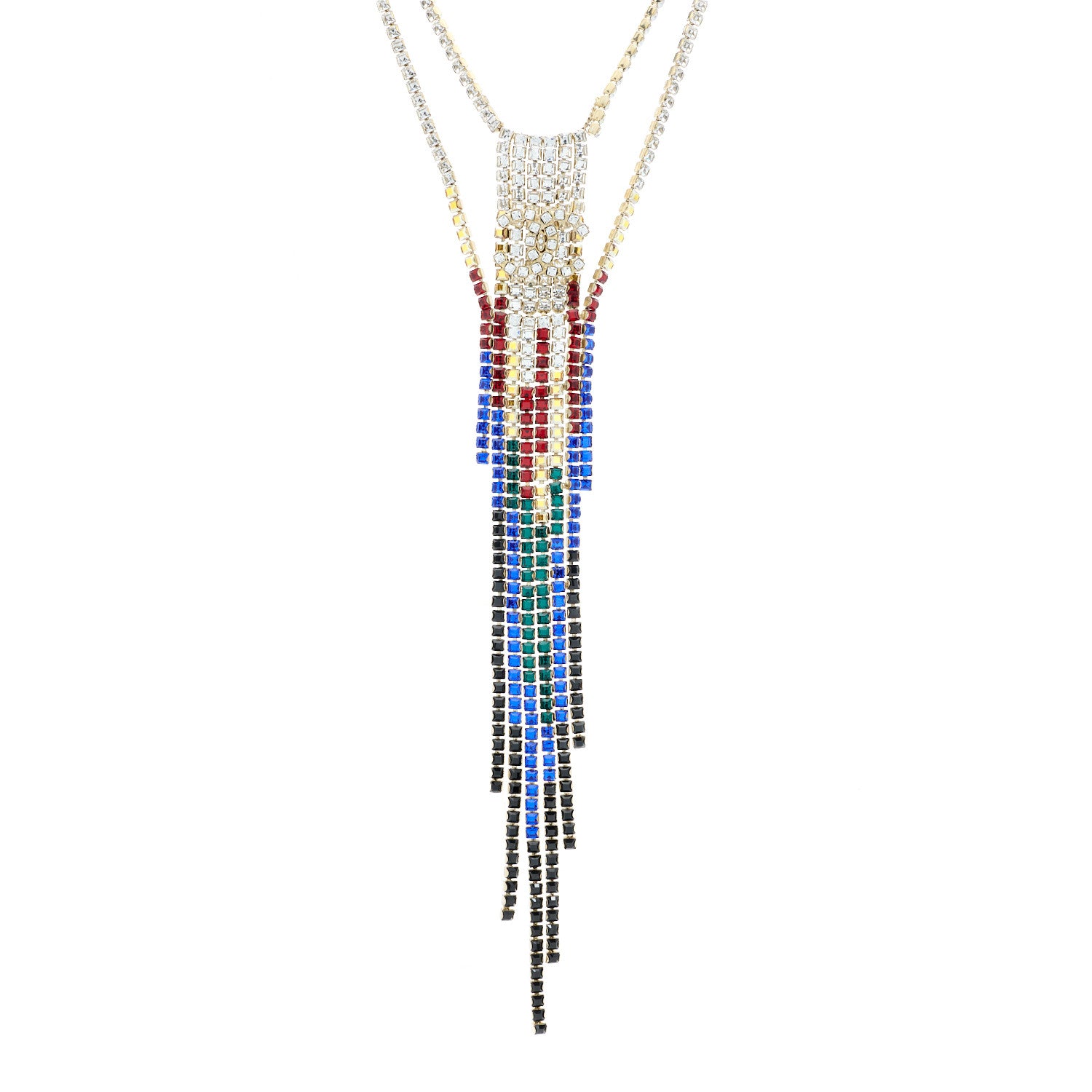 Chanel Crystal Skyline CC Necklace Blue Black Red 1 of 6