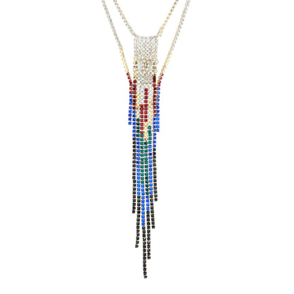 Chanel Crystal Skyline CC Necklace Blue Black Red 1 of 6