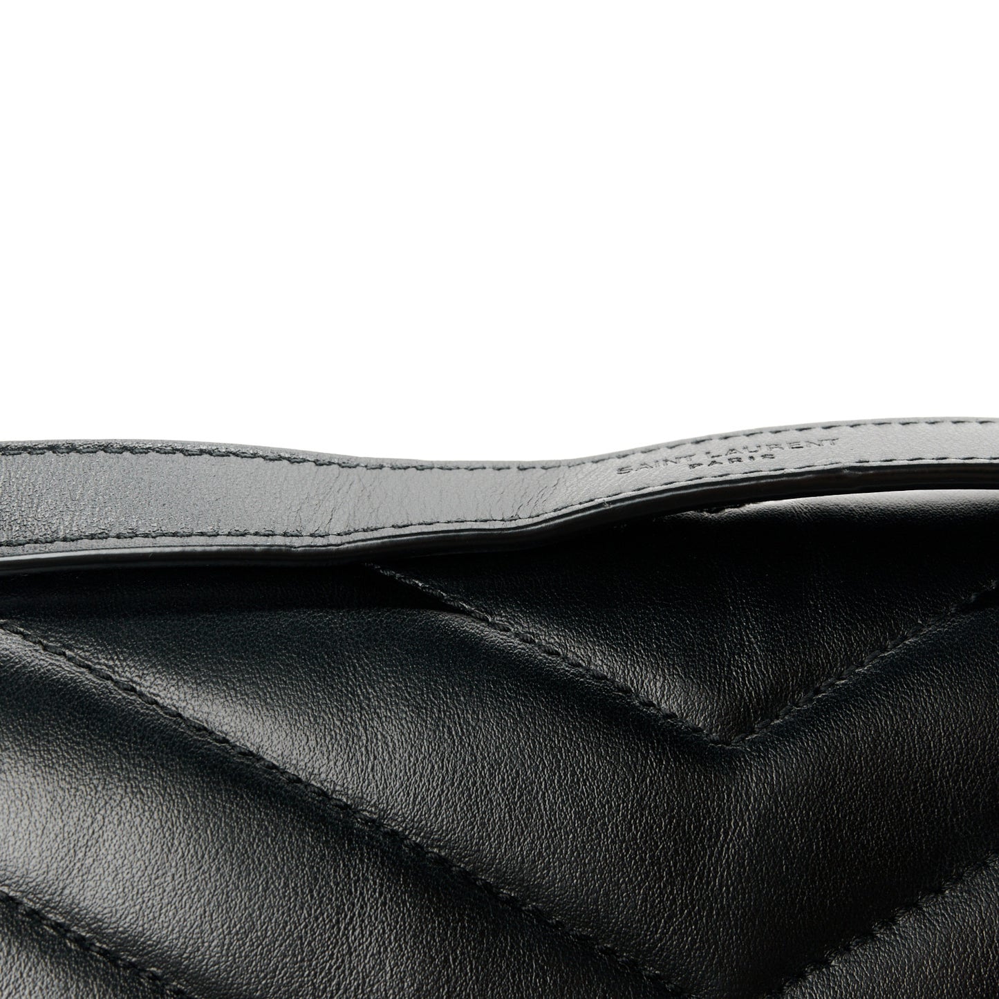 Calfskin Y Quilted Monogram Monochrome Large Loulou Chain Satchel Black
