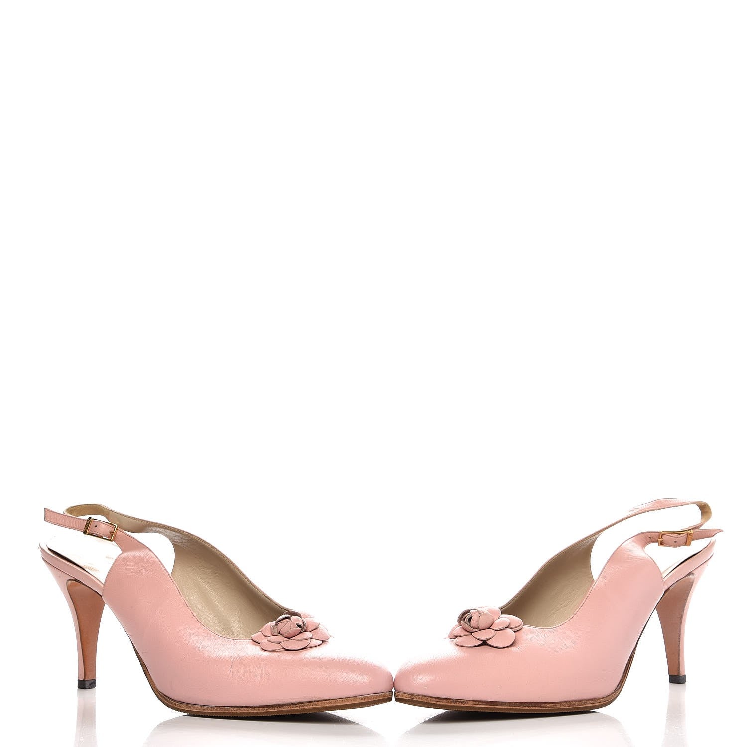 Chanel LambskinCamellia Slingback Pumps Heels 39.5 Pink 11 of 11