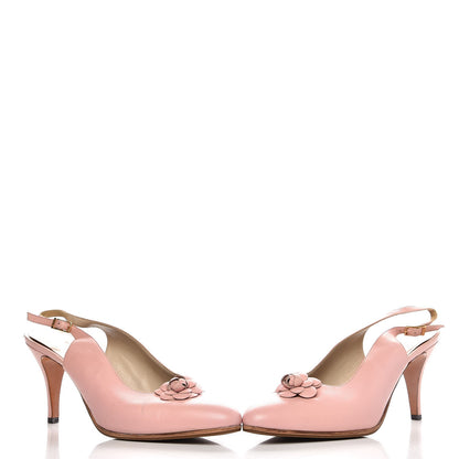 Chanel LambskinCamellia Slingback Pumps Heels 39.5 Pink 11 of 11