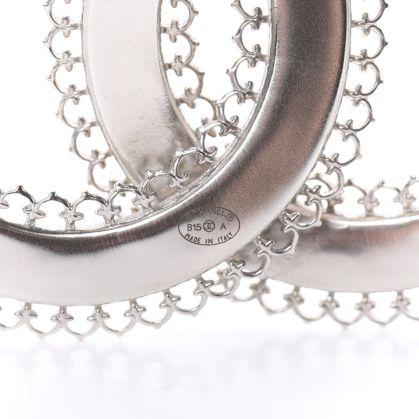 Large Scalloped CC Brooch Silver