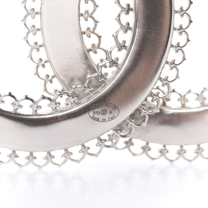 Chanel Large Scalloped CC Brooch Silver 3 of 3