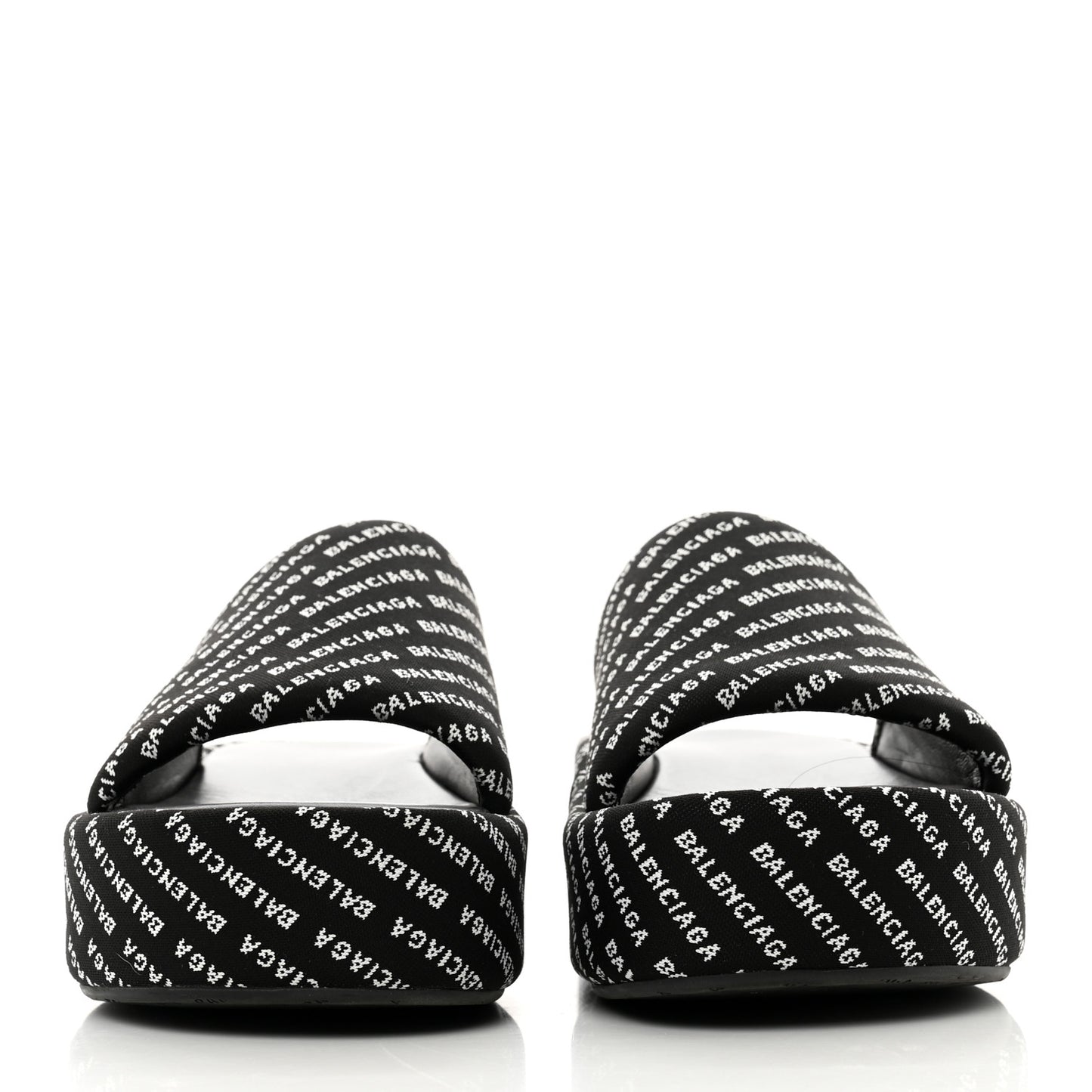 Jacquard Allover Logo Rise Platform Sandals 36 Black White