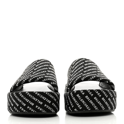 Balenciaga Jacquard Allover Logo Rise Platform Sandals 36 Black White 2 of 8