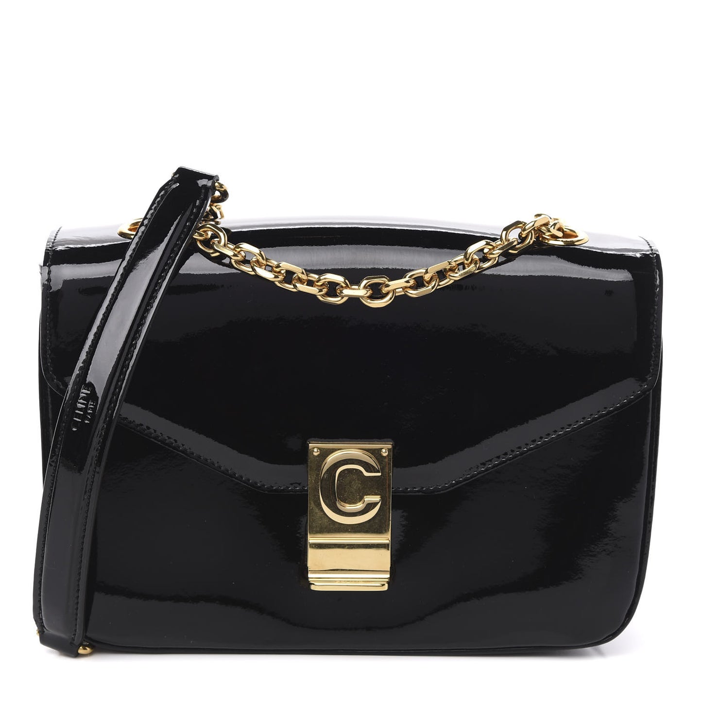 Patent Calfskin Medium C Bag Black