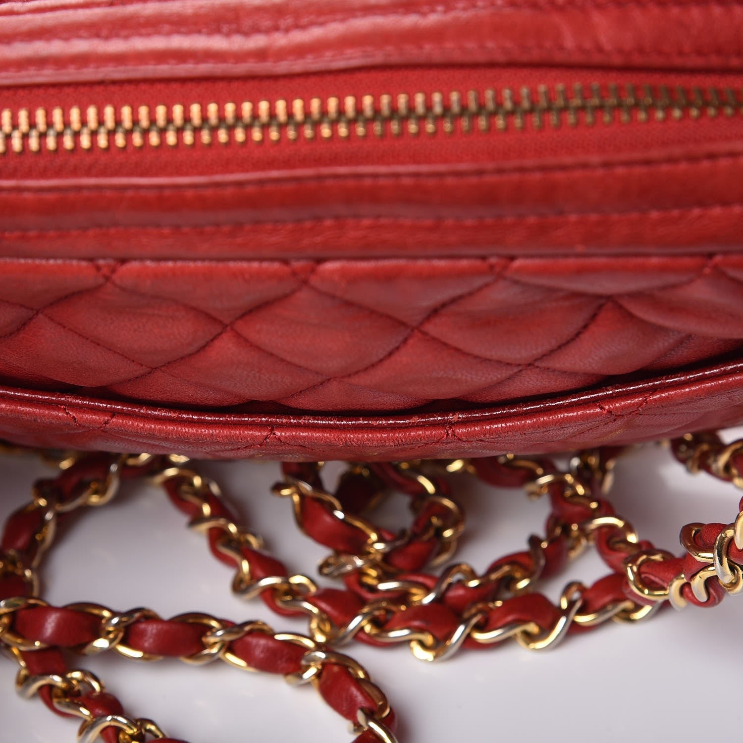 Chanel Lambskin Quilted Camera Case Red 17 of 19