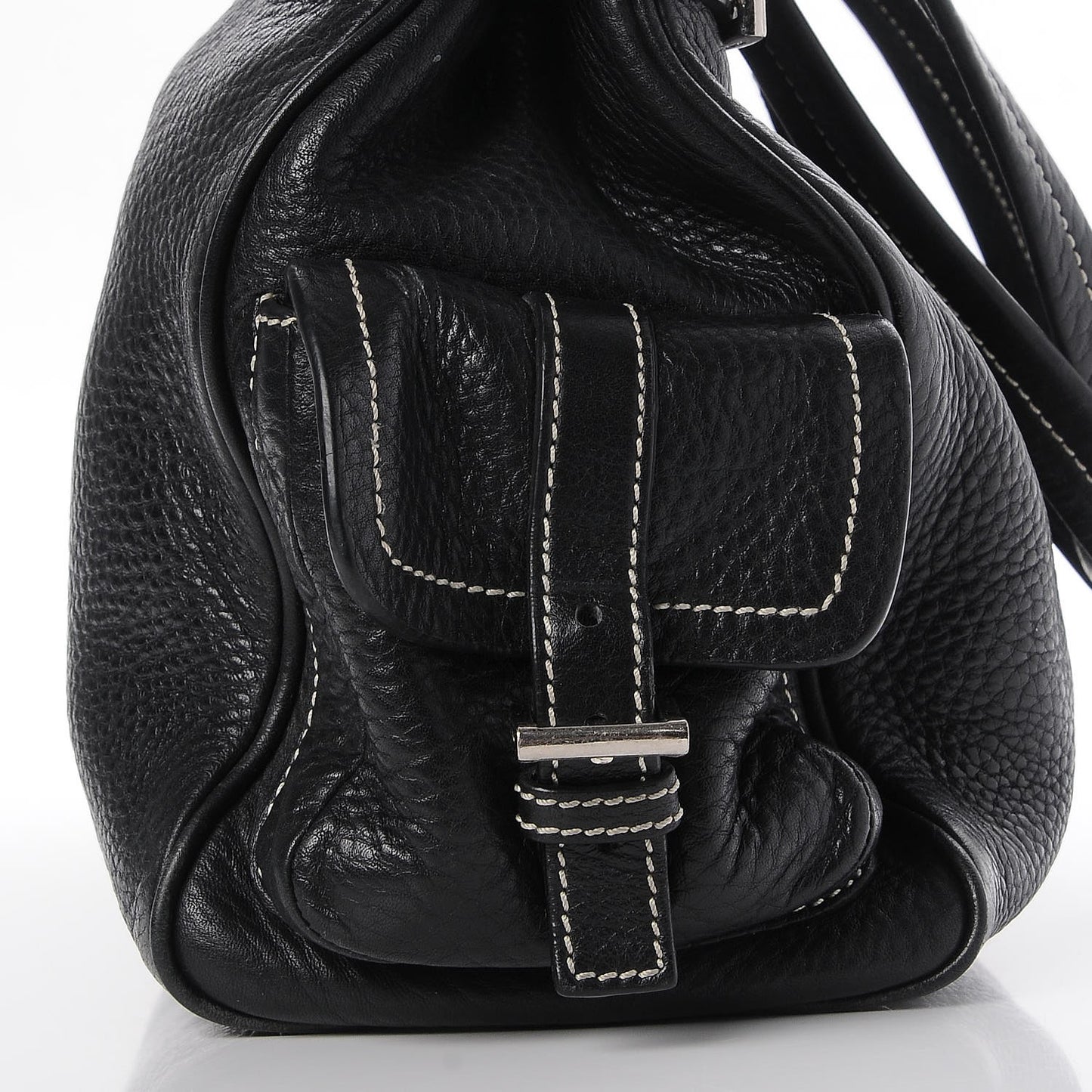 Vitello Daino Side Pocket Tote Black