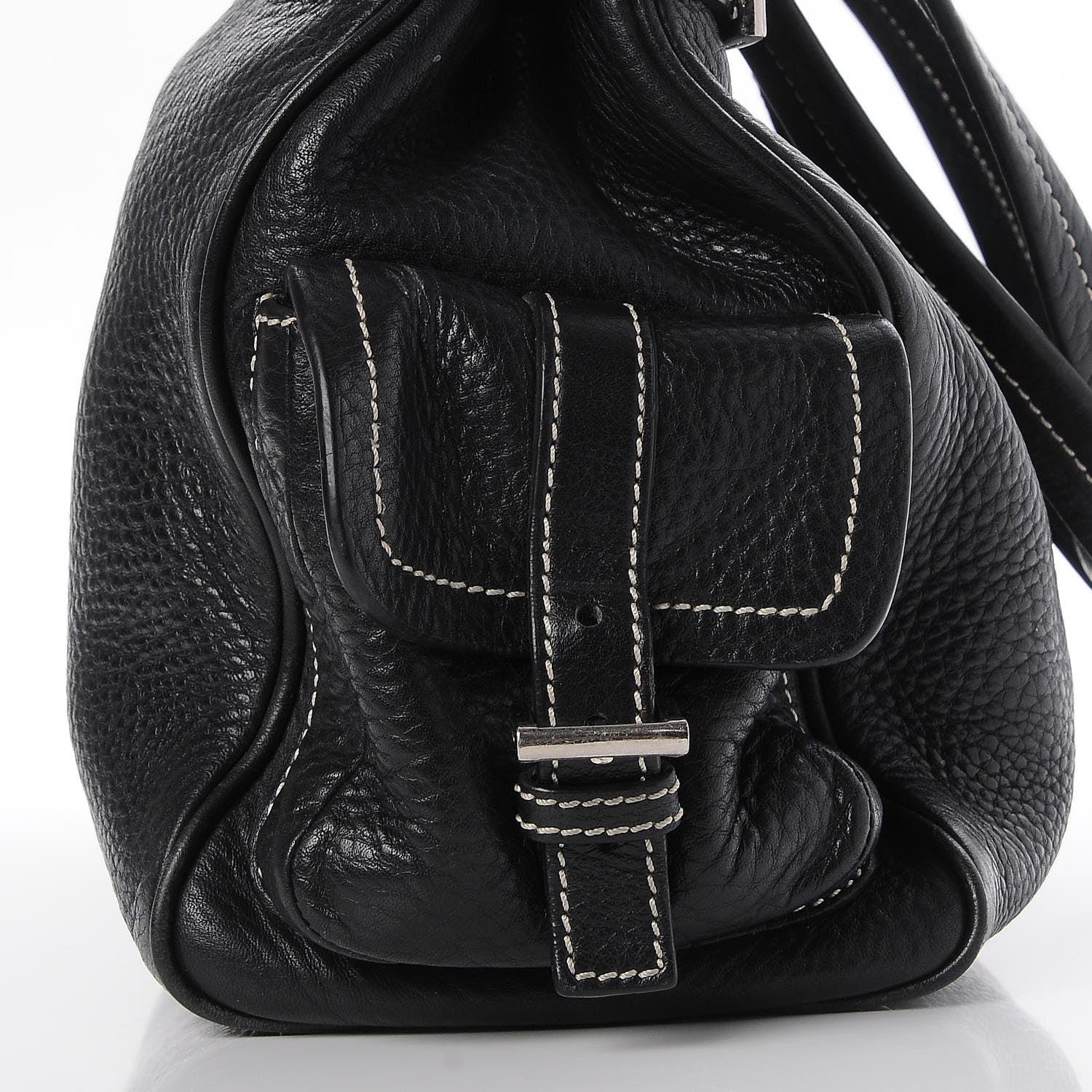 Prada Vitello Daino Side Pocket Tote Black 20 of 20