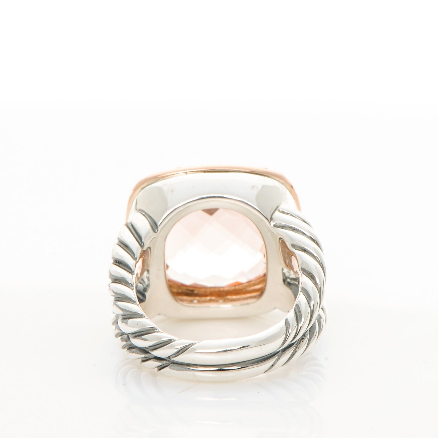 Sterling Silver 18K Rose Gold Diamond Morganite 14mm Albion Ring 54 7
