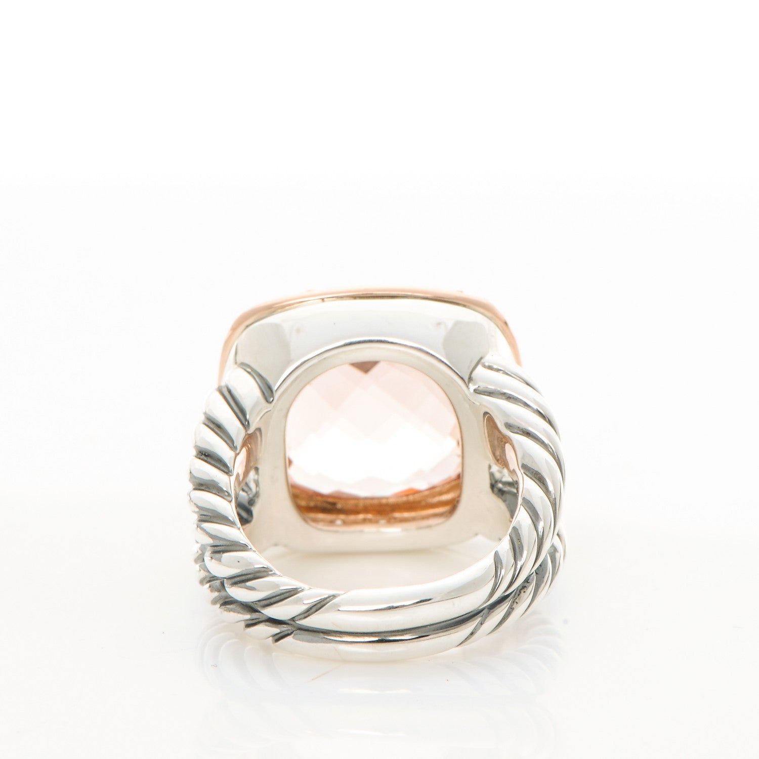 David Yurman Sterling Silver 18K Rose Gold Diamond Morganite 14mm Albion Ring 54 7 4 of 6