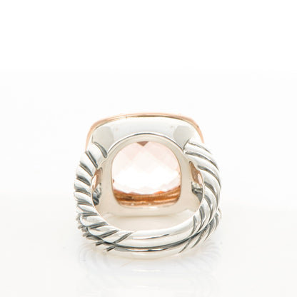 David Yurman Sterling Silver 18K Rose Gold Diamond Morganite 14mm Albion Ring 54 7 4 of 6
