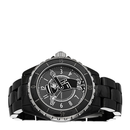 Chanel Stainless Steel Ceramic Diamond 38mm J12 Limited Edition Mademoiselle Automatic Watch Black 2 of 4