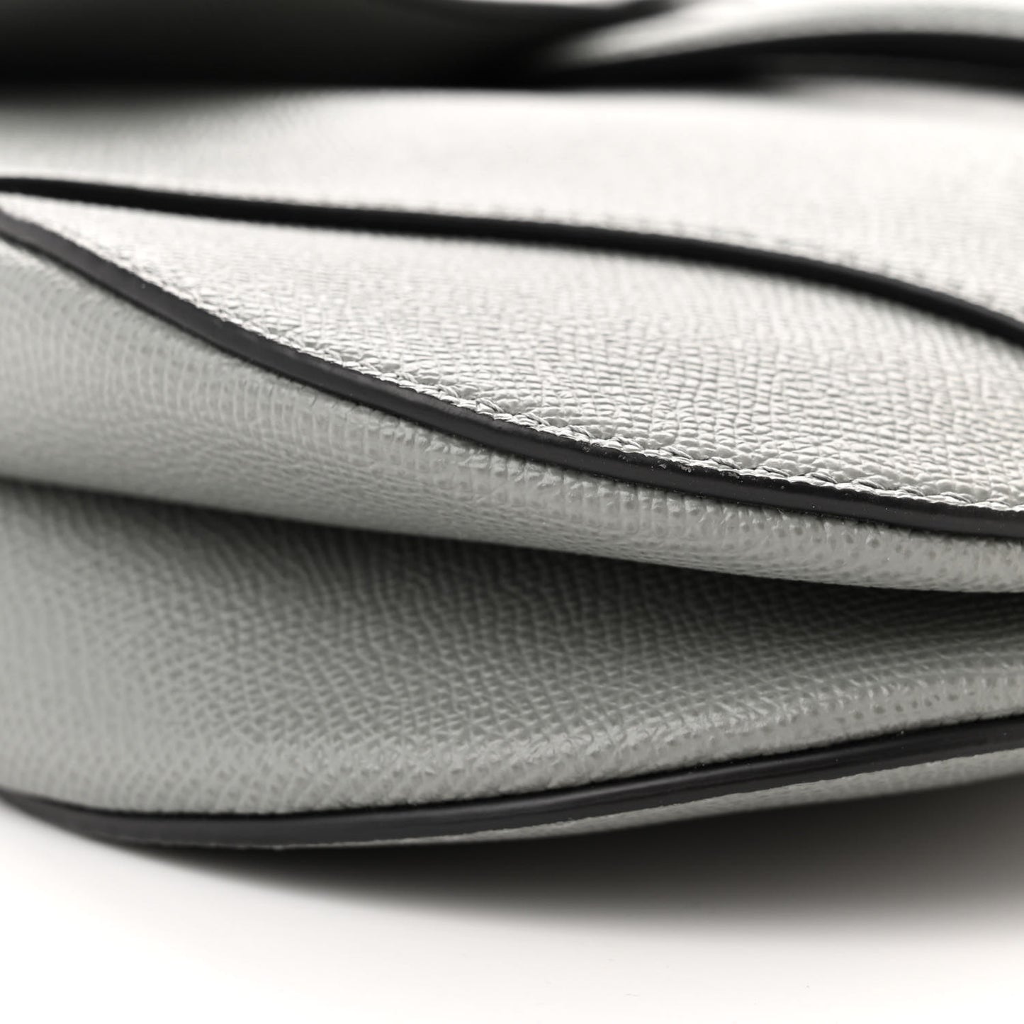 Grained Calfskin Saddle Bag Grey Stone